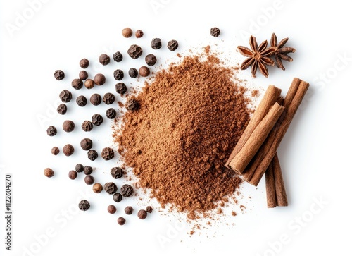 Wallpaper Mural Cinnamon sticks, star anise, peppercorns, and cocoa powder. Torontodigital.ca