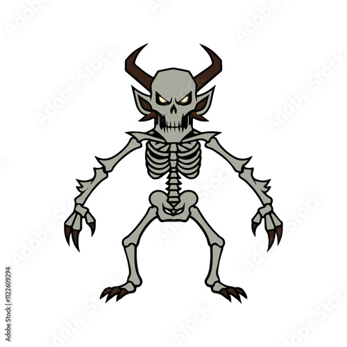 Wendigo Flat Vector Illustration, Skeletal Creature, Stylized Design, Pale, Eerie Features photo