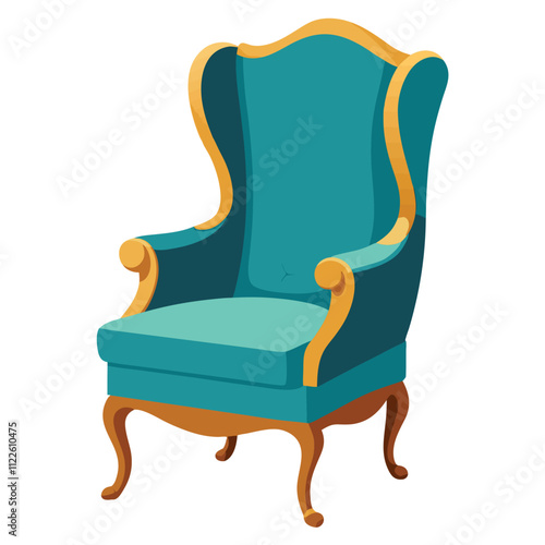Wingback chair isolated on white background