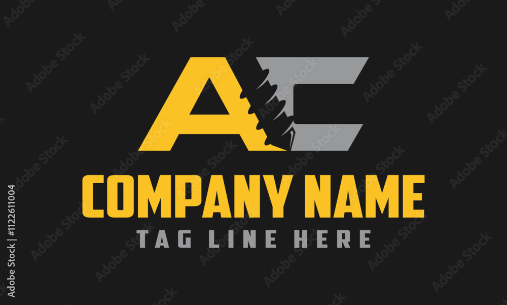 Obraz premium initial letter AC drill logo