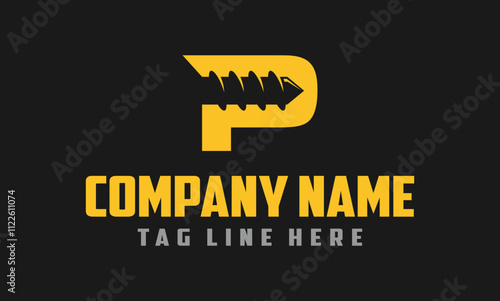 initial letter P drill logo