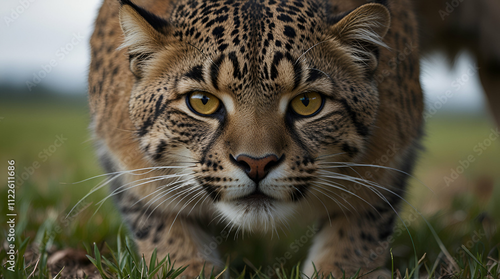 Obraz premium close up portrait of a leopard. Genrative.ai