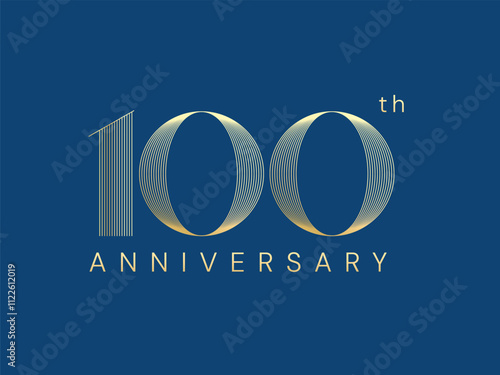 100th Anniversary luxury gold celebration with Slim lines logo typography vector design concept. One Hundred years anniversary gold logo template for celebration event, invitation, business, card, web