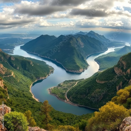 Panorama from cerro gimio River landscapes Ultra realistic Photorealistic landscape photographywater travel sky beautiful tourism outdoor photo