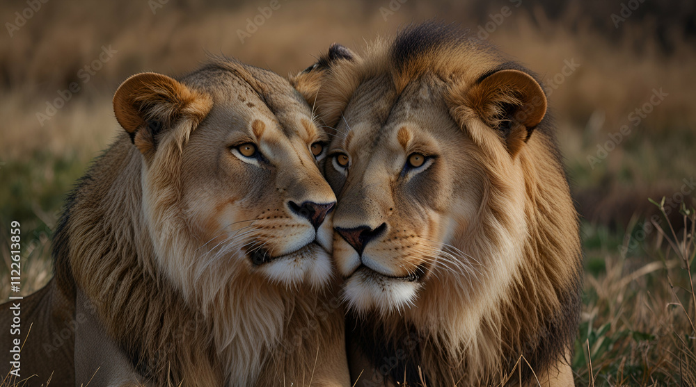 Obraz premium portrait of a couple lion