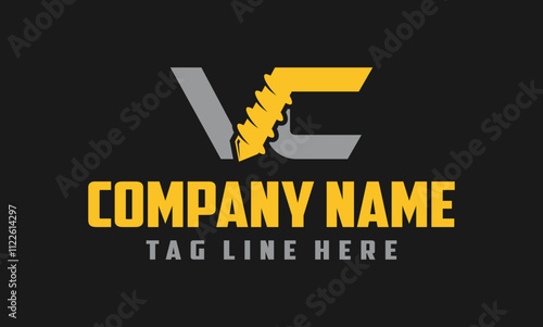 initial letter VC drill logo