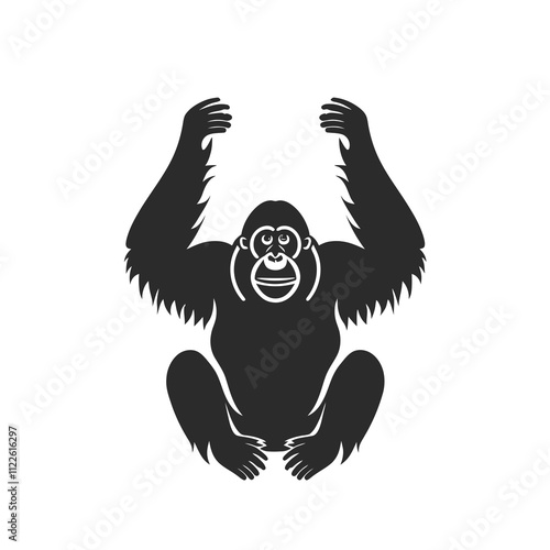 Orangutan Aggressive silhouette vector illustration photo