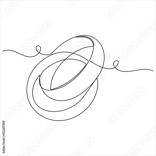 Continuous single line drawing of wedding rings romantic elegance concept and symbol proposal engagement and love marriage invitation outline design vector illustration