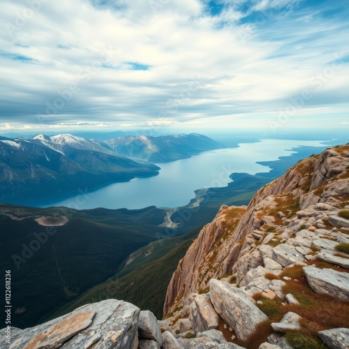 Lake baikal view from chersky peak at angara river River landscapes Ultra realistic Photorealistic landscape photographywater travel sky beautiful tourism outdoor photo