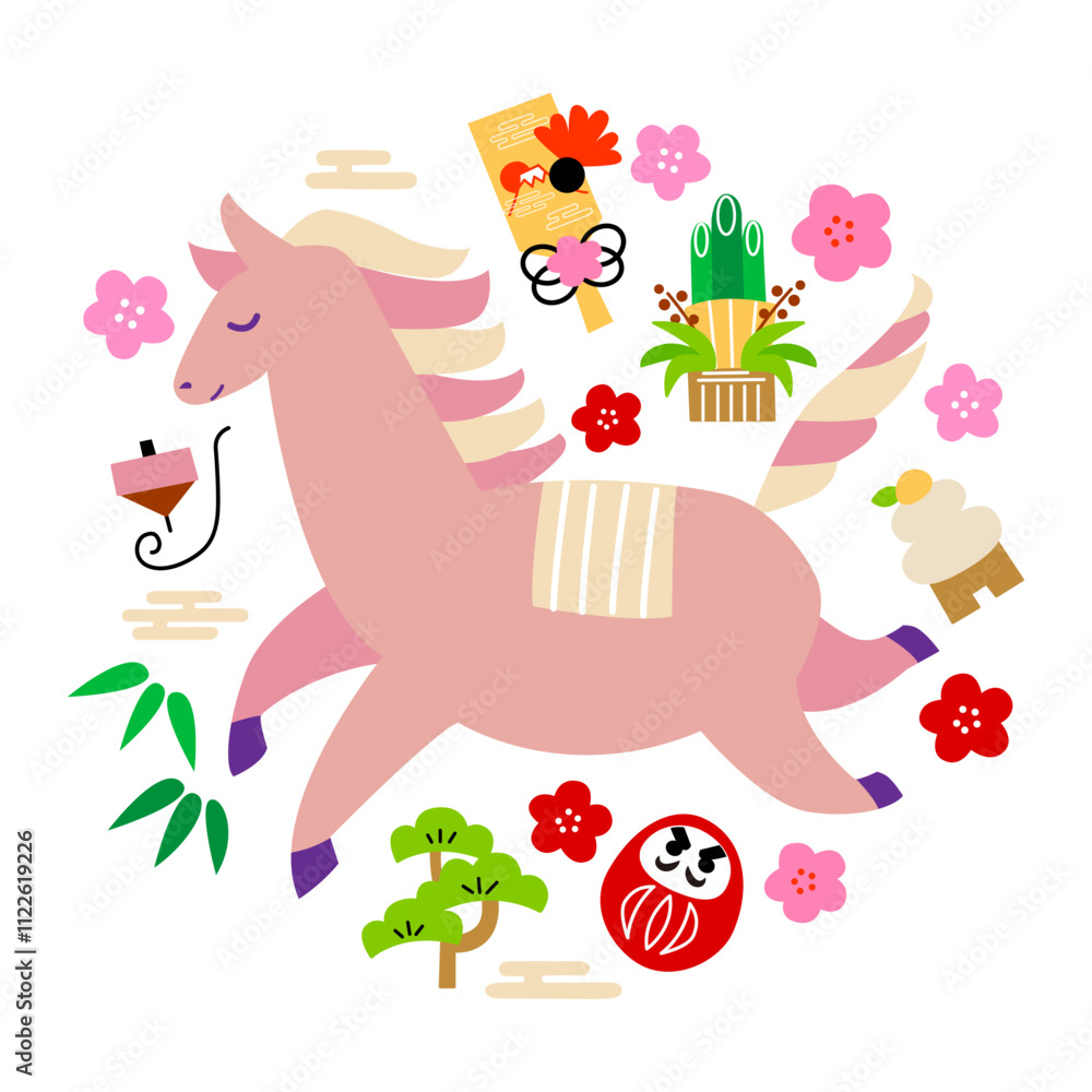 Fototapeta premium かわいいウマのイラスト素材
