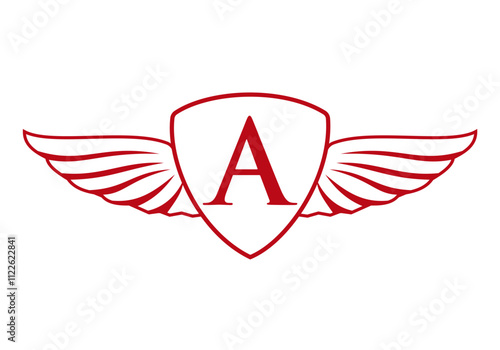 Letter A Wing Logo With Shield Icon Concept For Freight and Transportation Symbol