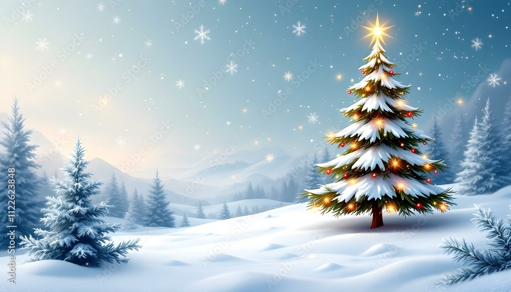 Fototapeta premium christmas tree with snow