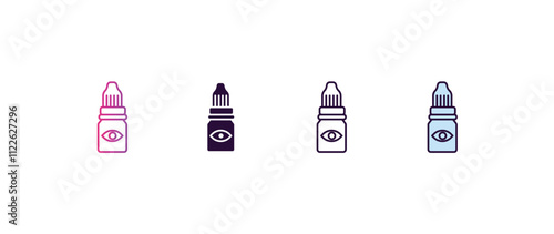 eye drops gradient, line, filled, colored icon. editable vector from health and medical concept. four different style eye drops icon isolated on white background