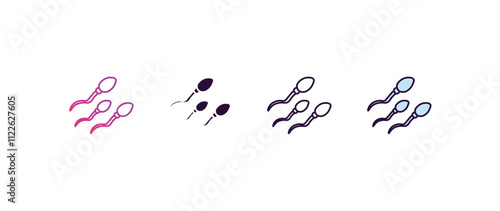 spermatozoon gradient, line, filled, colored icon. editable vector from health and medical concept. four different style spermatozoon icon isolated on white background