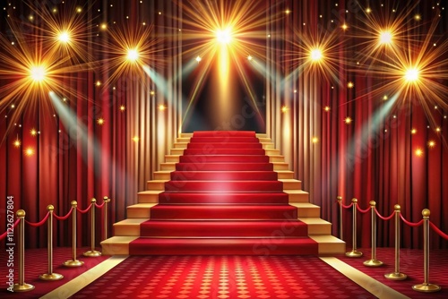 Red Carpet Bollywood Stage, Maroon Steps Spot Light Backdrop of the Golden Regal Awards