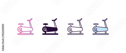 stationary bike gradient, line, filled, colored icon. editable vector from health and medical concept. four different style stationary bike icon isolated on white background