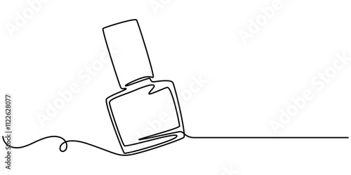 Nail varnish one line drawing on white isolated background for store, banner and business card. Linear art. Vector illustration, Decorative cosmetics for manicure and pedicure - Nail polish.