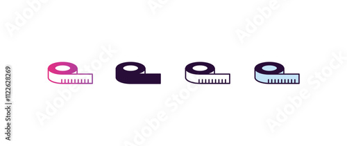 measure tape gradient, line, filled, colored icon. editable vector from health and medical concept. four different style measure tape icon isolated on white background