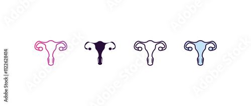 uterus gradient, line, filled, colored icon. editable vector from health and medical concept. four different style uterus icon isolated on white background