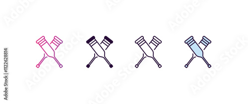 crutches couple gradient, line, filled, colored icon. editable vector from medical concept. four different style crutches couple icon isolated on white background