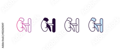 adrenal gland gradient, line, filled, colored icon. editable vector from medical concept. four different style adrenal gland icon isolated on white background