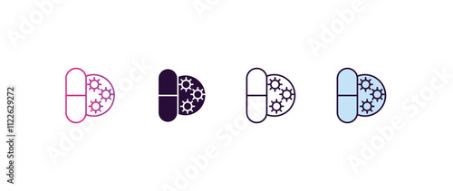 antibiotic gradient, line, filled, colored icon. editable vector from medical concept. four different style antibiotic icon isolated on white background