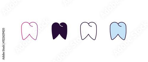 molar gradient, line, filled, colored icon. editable vector from medical concept. four different style molar icon isolated on white background