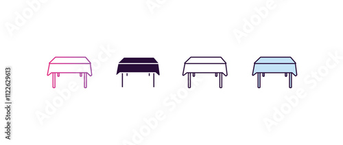 tablecloth gradient, line, filled, colored icon. editable vector from kitchen concept. four different style tablecloth icon isolated on white background