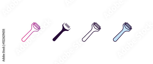 peeler gradient, line, filled, colored icon. editable vector from kitchen concept. four different style peeler icon isolated on white background