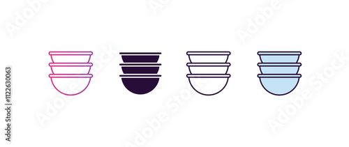 custard cup gradient, line, filled, colored icon. editable vector from kitchen concept. four different style custard cup icon isolated on white background