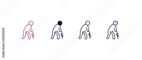 pension gradient, line, filled, colored icon. editable vector from human resources concept. four different style pension icon isolated on white background