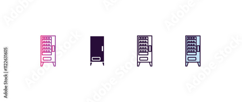 vending machine gradient, line, filled, colored icon. editable vector from hotel concept. four different style vending machine icon isolated on white background