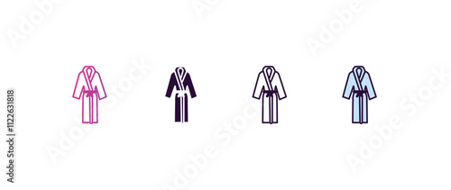 bathrobe gradient, line, filled, colored icon. editable vector from hotel concept. four different style bathrobe icon isolated on white background