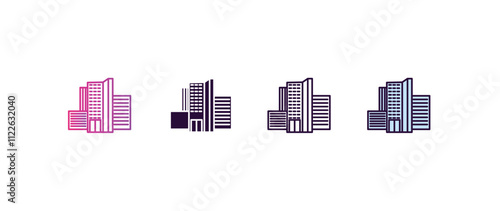 hotel gradient, line, filled, colored icon. editable vector from hotel concept. four different style hotel icon isolated on white background