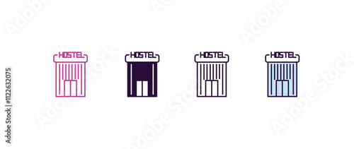 hostel gradient, line, filled, colored icon. editable vector from hotel concept. four different style hostel icon isolated on white background