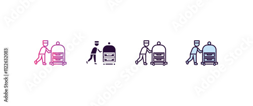 bellboy gradient, line, filled, colored icon. editable vector from hotel concept. four different style bellboy icon isolated on white background