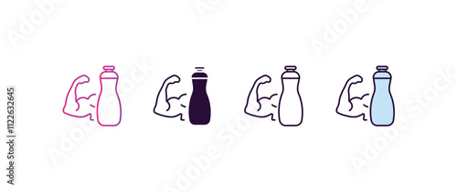 protein shake gradient, line, filled, colored icon. editable vector from gym concept. four different style protein shake icon isolated on white background