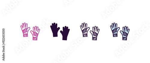 sport gloves gradient, line, filled, colored icon. editable vector from gym concept. four different style sport gloves icon isolated on white background