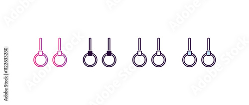 gymnastic rings gradient, line, filled, colored icon. editable vector from gym concept. four different style gymnastic rings icon isolated on white background