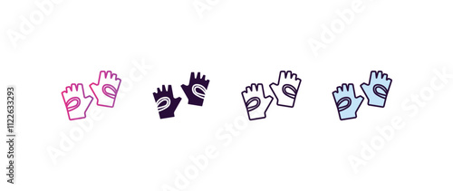 fitness gloves gradient, line, filled, colored icon. editable vector from gym concept. four different style fitness gloves icon isolated on white background