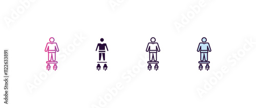 flyboard gradient, line, filled, colored icon. editable vector from ai and tech concept. four different style flyboard icon isolated on white background