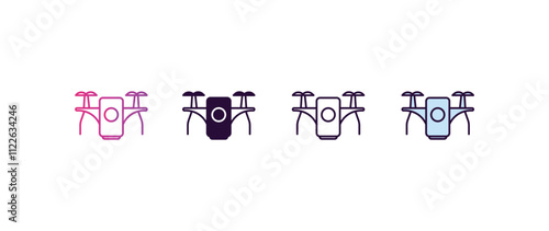 unmanned aerial vehicle gradient, line, filled, colored icon. editable vector from ai and tech concept. four different style unmanned aerial vehicle icon isolated on white background