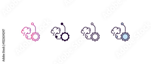 unsupervised learning gradient, line, filled, colored icon. editable vector from ai and tech concept. four different style unsupervised learning icon isolated on white background