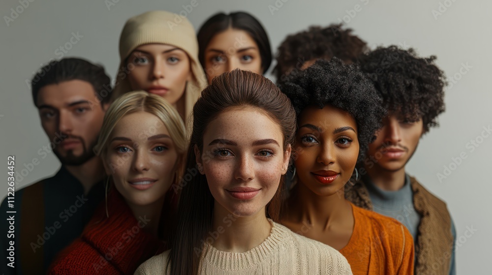 Fototapeta premium Group of diverse multiracial and multi ethnic smiling woman posing in a studio