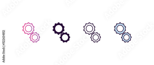 machine gradient, line, filled, colored icon. editable vector from ai and tech concept. four different style machine icon isolated on white background