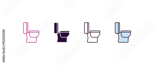 bidet  gradient, line, filled, colored icon. editable vector from furniture concept. four different style bidet  icon isolated on white background