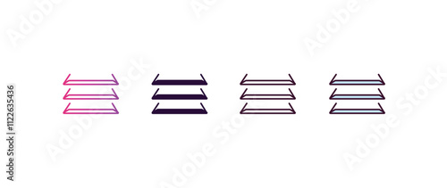 shelf  gradient, line, filled, colored icon. editable vector from furniture concept. four different style shelf  icon isolated on white background