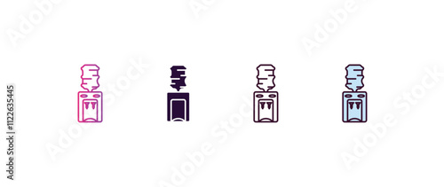 water dispenser  gradient, line, filled, colored icon. editable vector from furniture concept. four different style water dispenser  icon isolated on white background