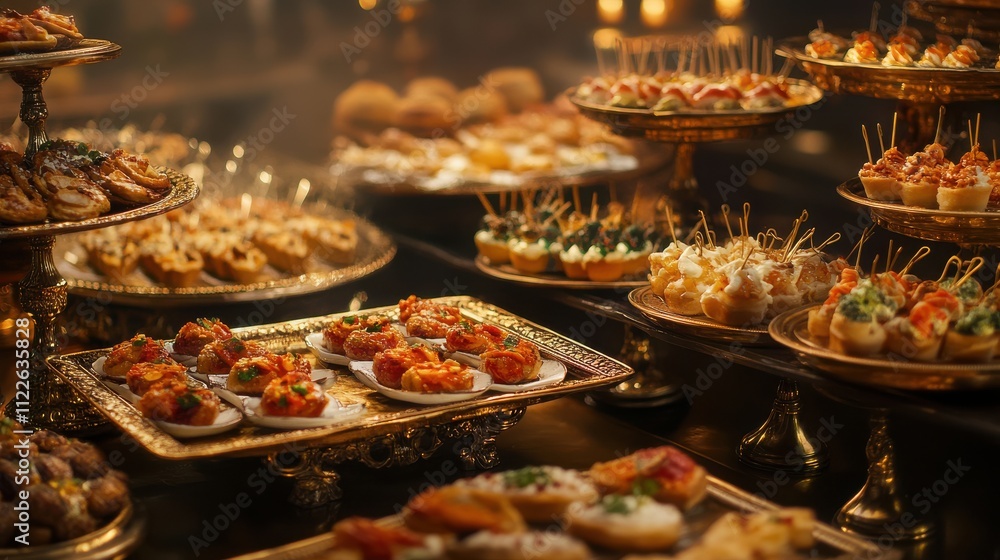 Obraz premium Elegant Display of Assorted Appetizers for Grand Event Celebration
