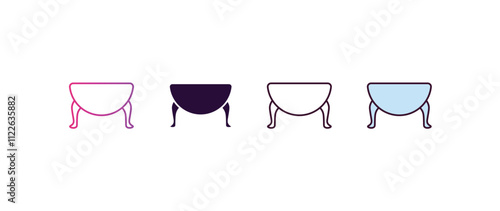 gateleg table  gradient, line, filled, colored icon. editable vector from furniture concept. four different style gateleg table  icon isolated on white background